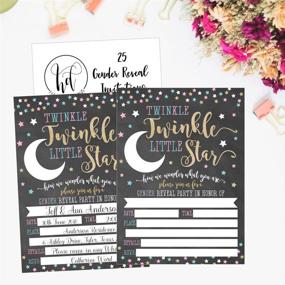 img 3 attached to 🌟 Sparkling Twinkle Little Star Gender Reveal Baby Shower Invitation Cards - Gold and Black Design - Unisex He or She Guessing Game - Printable Pack