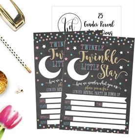 img 1 attached to 🌟 Sparkling Twinkle Little Star Gender Reveal Baby Shower Invitation Cards - Gold and Black Design - Unisex He or She Guessing Game - Printable Pack