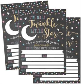 img 4 attached to 🌟 Sparkling Twinkle Little Star Gender Reveal Baby Shower Invitation Cards - Gold and Black Design - Unisex He or She Guessing Game - Printable Pack