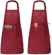 👨 viedouce 2-pack adjustable waterproof chef aprons with pockets for home, restaurant, craft, bbq, and more - red apron for men and women logo