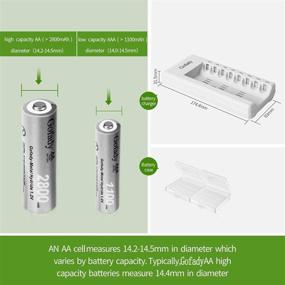 img 2 attached to 🔋 Умное зарядное устройство для аккумуляторов: перезаряжаемый AA 2800mAh и AAA 1100mAh - быстрая зарядка с 8 слотами, защита от перезаряда.