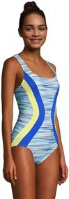 img 2 attached to 🩲 Lands' End Women's Athletic Scoop Neck One Piece Swimsuit - Chlorine Resistant