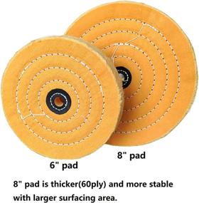 img 3 attached to 🧰 Premium 2pc Buffing Polishing Wheels Set for Bench Grinder, Drill & Rotary Tools - Soft and Medium Hardness, 8-Inch Size with 1/2 Arbor (70 Ply)