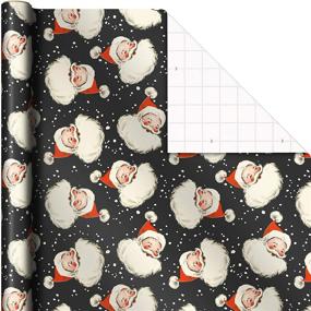 img 2 attached to 🎁 Premium Hallmark Black Christmas Wrapping Paper Bundle: 3 Rolls with Cut Lines (120 sq. ft.) - Retro Santa, Buffalo Plaid, Train and Trees Designs
