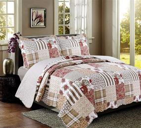 img 2 attached to 🛏️ Coast to Coast Quilts: Lightweight 3-Piece King Quilt Set for King Bedding - Reversible Patchwork Coverlet, Americana Theme, Soft Bedspread King Size