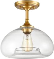 💡 contemporary brass flush mount ceiling lighting with modern clear glass globe логотип