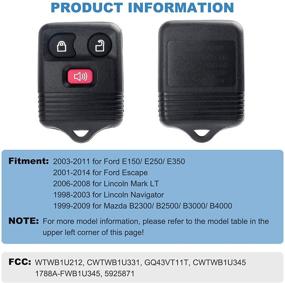 img 3 attached to 🔑 ECCPP Keyless Entry Remote for F-ord - Replacement Key Fob for F-150, F-250, Expedition, Explorer, Ranger, Excursion 2001-2004 - 3 Button Clicker Transmitter - Black CWTWB1U212 CWTWB1U331