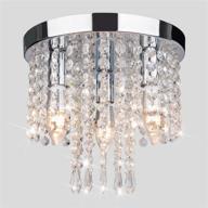 💎 modern crystal chandelier, 3-light flush mount ceiling fixture: stylish chrome crystal ceiling lamp for closet, bedroom, hallway, living dining room, kitchen логотип