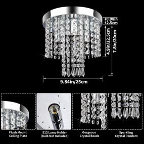 img 3 attached to 💎 Modern Crystal Chandelier, 3-Light Flush Mount Ceiling Fixture: Stylish Chrome Crystal Ceiling Lamp for Closet, Bedroom, Hallway, Living Dining Room, Kitchen