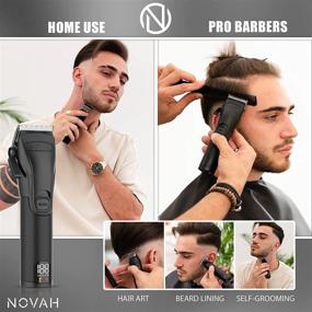 img 2 attached to 💇 Novah Men's Cordless Barber Clipper Hair Cutting Kit - Professional Hair Clippers, Beard Trimmer Haircut Grooming Set