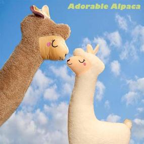 img 4 attached to 🦙 FEEZUSH Alpaca Plush Pillow: The Perfect Alpaca Stuffed Animal Body Pillow for Girls, Boys, and Adults - Ideal Xmas, Birthday, and Valentines Gift! (Brown, 39 inches)