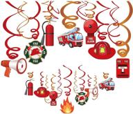 🚒 kristin paradise 30ct fire truck hanging swirl decorations: perfect firefighter party supplies for fireman birthday, baby shower, or a firetruck-themed 1st bday! logo