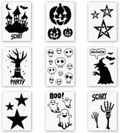 🎃 spooky 9-piece halloween stencils set - old castle, pumpkin, witch, and more - perfect for diy art and decor projects (10"x7") logo