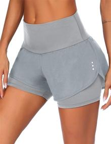 img 2 attached to 🏃 Tremaker Women's 2-in-1 High-Waisted Running Workout Shorts - Gym, Yoga, Jogging Athletic Shorts with Pockets