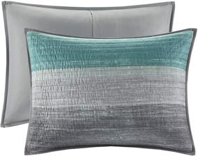 img 2 attached to 🛏 Madison Park Essentials Cozy Bed in A Bag Reversible Quilt with Complete Cotton Sheet Set - Geometric Design All Season Cover, Decorative Pillow - Queen Size (90"x90"), Saben, Stripes Aqua