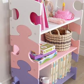 img 1 attached to 📚 KidKraft Wooden Puzzle Piece Bookcase - Three Shelves, Pastel Finish | Perfect Gift for Kids Ages 3+