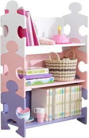 img 4 attached to 📚 KidKraft Wooden Puzzle Piece Bookcase - Three Shelves, Pastel Finish | Perfect Gift for Kids Ages 3+