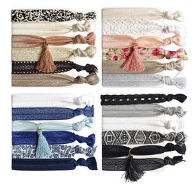 img 4 attached to 🎀 Trendy 24PCS Ribbon Hair Ties with Tassel: Comfy Elastic Hair Bands for No Crease Ponytails – Perfect for Girls and Women
