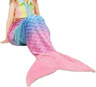 catalonia kids mermaid tail blanket - super soft plush flannel sleeping snuggle blanket for teen girls - rainbow ombre - fish scale pattern - perfect gift choice logo