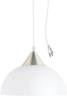 modern plug-in pendant light: globe electric 64413 amaris, brushed steel, frosted white shade, 15ft clear cord, on/off switch logo