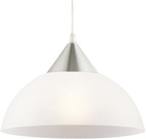 img 3 attached to Modern Plug-In Pendant Light: Globe Electric 64413 Amaris, Brushed Steel, Frosted White Shade, 15ft Clear Cord, On/Off Switch