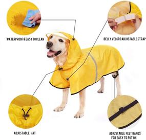 img 2 attached to Adjustable Belly Strap Dog Raincoat with Leash Hole - Reflective Strip Hoodie - Waterproof Slicker Lightweight Rain Poncho Jacket for Medium Large Dogs - Easy to Wear and Breathable