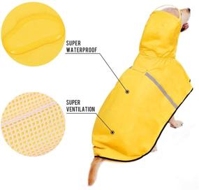 img 3 attached to Adjustable Belly Strap Dog Raincoat with Leash Hole - Reflective Strip Hoodie - Waterproof Slicker Lightweight Rain Poncho Jacket for Medium Large Dogs - Easy to Wear and Breathable