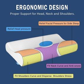 img 2 attached to 🌙 Подушка из формованной пены AEROMAX Contour для облегчения боли в шее - ортопедические спальные подушки с съемным чехлом - подходящие для бокового, спинного и животного сна (мягкие и белые)