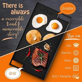 img 1 attached to 🍳 NutriChef Cast Iron Reversible Grill Plate - 18 Inch Flat Skillet Griddle Pan for Stove Top, Gas Range, Electric Stovetop, Ceramic, Induction - With Silicone Oven Mitt
