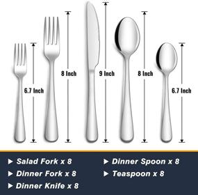 img 3 attached to 🍴 Hiware 40-Piece Silverware Set with Drawer Organizer: Stylish Stainless Steel Flatware Sets for 8, Ideal for Home, Kitchen, Restaurant, Hotel - Mirror Polished & Dishwasher Safe