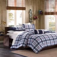 🛏️ cozy comforter set cabin lifestyle plaid design elliot blue - full/queen - 4 piece, all season bedding with matching shams and decorative pillow - mi zone logo