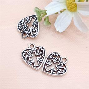 img 2 attached to 💖 Wholesale Lot of 120 Heart Cross Charms in Antique Silver Alloy for DIY Bracelet and Jewelry Making