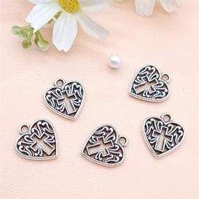 img 1 attached to 💖 Wholesale Lot of 120 Heart Cross Charms in Antique Silver Alloy for DIY Bracelet and Jewelry Making