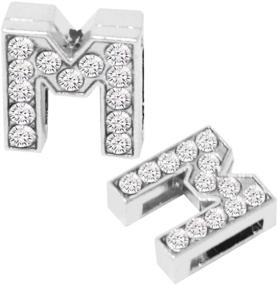 img 2 attached to Poualss Deluxe Rhinestone Alphabet Letter Slides: Transform Your DIY Bracelets & Jewelry with 52pcs A-Z 8mm Full Rhinestones!