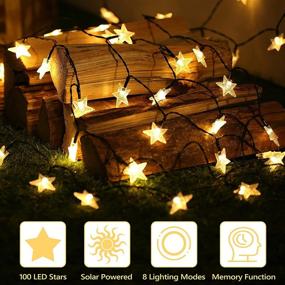 img 3 attached to 🌟 Brizled Star Solar String Lights - 33ft 100 LED Outdoor Solar Lights with 8 Modes for Balcony, Party, Patio, Garden, Yard & Home Decor - Waterproof Star Twinkle Light String with Memory - Warm White