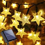 🌟 brizled star solar string lights - 33ft 100 led outdoor solar lights with 8 modes for balcony, party, patio, garden, yard & home decor - waterproof star twinkle light string with memory - warm white логотип