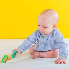 img 2 attached to 🔔 Bright Starts Rattle & Shake Barbell Toy: Fun Developmental Toy for 3+ Months, Vibrant Green