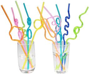 img 1 attached to 🥤 Pack of 50 Crazy Loop Straws - Homono Silly Colorful Reusable Drinking Straws Mega Pack, BPA and PFOA Free