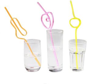 img 2 attached to 🥤 Pack of 50 Crazy Loop Straws - Homono Silly Colorful Reusable Drinking Straws Mega Pack, BPA and PFOA Free