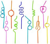 🥤 pack of 50 crazy loop straws - homono silly colorful reusable drinking straws mega pack, bpa and pfoa free logo