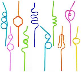 img 4 attached to 🥤 Pack of 50 Crazy Loop Straws - Homono Silly Colorful Reusable Drinking Straws Mega Pack, BPA and PFOA Free