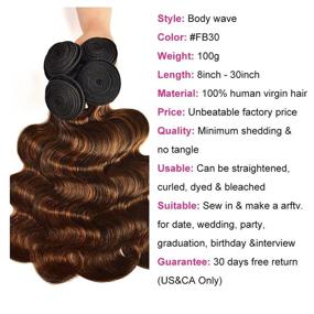 img 2 attached to 💇 Ombre Highlight Brazilian Body Wave Virgin Hair Bundles - 12 14 16 Inch, Ombre Blonde Remy Human Hair Wavy Weaves Extensions in Color FB30 by Beauty Forever