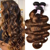 💇 ombre highlight brazilian body wave virgin hair bundles - 12 14 16 inch, ombre blonde remy human hair wavy weaves extensions in color fb30 by beauty forever logo