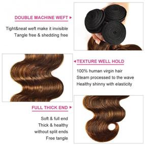 img 1 attached to 💇 Ombre Highlight Brazilian Body Wave Virgin Hair Bundles - 12 14 16 Inch, Ombre Blonde Remy Human Hair Wavy Weaves Extensions in Color FB30 by Beauty Forever