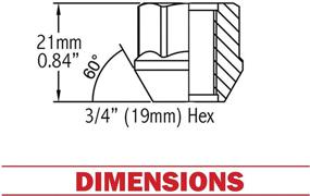 img 3 attached to 🔩 Набор из 32 открытых гаечных гаек из цинкового сплава 14x2 с выпуклыми шестигранниками, 19 мм (3/4"), 22 мм (0,84 дюйма) длина, резьба M14x2.0, коническое сиденье - части аксессуаров для колесных дисков