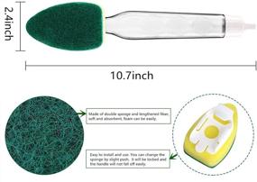 img 3 attached to 🧽 Dish Sponge Brush Set - Dishwand with Handle and 7 Refill Replacement Heads for Kitchen Cleaning - Heavy Duty Dish Wand Scrub Brush Sponge for Washing Bowl, Bathroom, Pot, and Sink