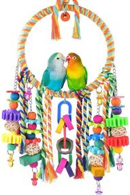 img 4 attached to 🐦 Enhance Your Bird's Happiness and Playfulness with KATUMO Bird Swing Toy and Colorful Chewing Perch - Perfect for Lovebirds, Finches, Parakeets, Budgerigars, Conure & More!