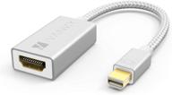 💻 ivanky mini displayport to hdmi adapter [super slim, aluminum shell, nylon braided] - compatible with macbook air/pro, microsoft surface pro/dock, monitor, projector and more - silver logo