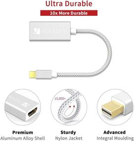 img 2 attached to 💻 iVanky Mini DisplayPort to HDMI Adapter [Super Slim, Aluminum Shell, Nylon Braided] - Compatible with MacBook Air/Pro, Microsoft Surface Pro/Dock, Monitor, Projector and More - Silver