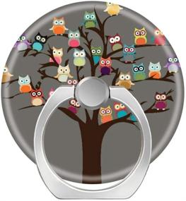 img 4 attached to 🦉 360 Degree Finger Stand Cell Phone Ring Holder Car Mount - Cute Owl on Tree Background + Hook for Your Smartphone!